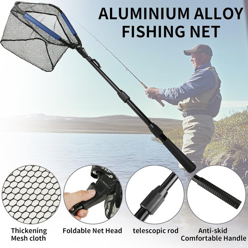 Yeahmart Fishing Net Minnow Nets with Aluminum Collapsible Telescopic Fishing Pole Handle and Nylon Mesh, Small Fishing Landing Net for Saltwater Freshwater, Kids, Men, Women, Extends to 21-75 inch - Image 4